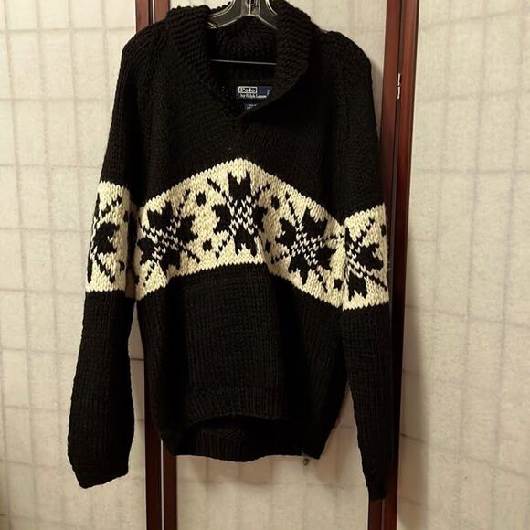 NWT POLO RALPH LAUREN 100% WOOL HAND‎ KNIT SWEATER SIZE XL - Picture 1 of 8